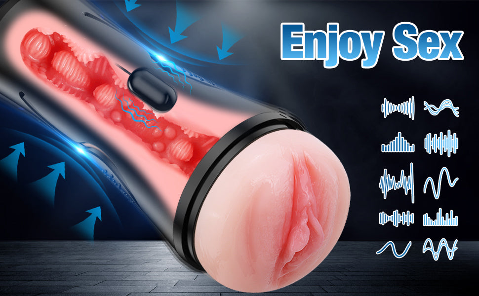 Mens Sex Toys Male Masturbator, Vibrating Masturbator Squeezable Pocket Pussy for Men with 7.5" Depth Lifelike Textured Vagina, Plump and Soft Fleshy Masturbating Stroker Toys, Adult Sex Toys for Men