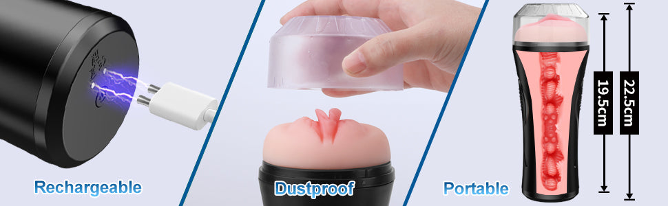 Mens Sex Toys Male Masturbator, Vibrating Masturbator Squeezable Pocket Pussy for Men with 7.5" Depth Lifelike Textured Vagina, Plump and Soft Fleshy Masturbating Stroker Toys, Adult Sex Toys for Men