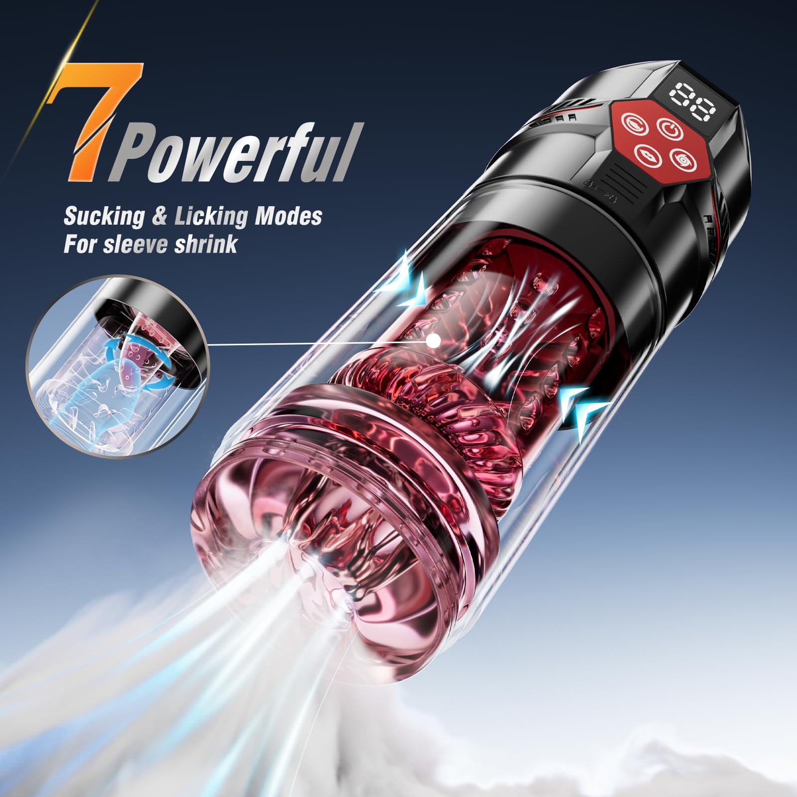 Male Masturbator Penis Pump - Male Sex Toys for Men with Upgrade 12 S Vacuum Pump & 7 Thrusting Rotating Vibrating Sucking Licking LCD Adult Toys Mens Sex Toys Pumps & Enlargers
