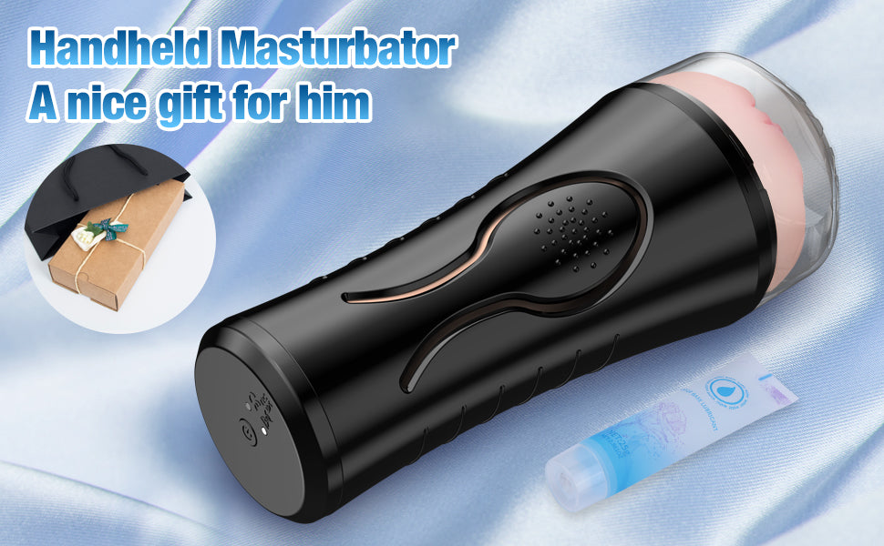 Mens Sex Toys Male Masturbator, Vibrating Masturbator Squeezable Pocket Pussy for Men with 7.5" Depth Lifelike Textured Vagina, Plump and Soft Fleshy Masturbating Stroker Toys, Adult Sex Toys for Men